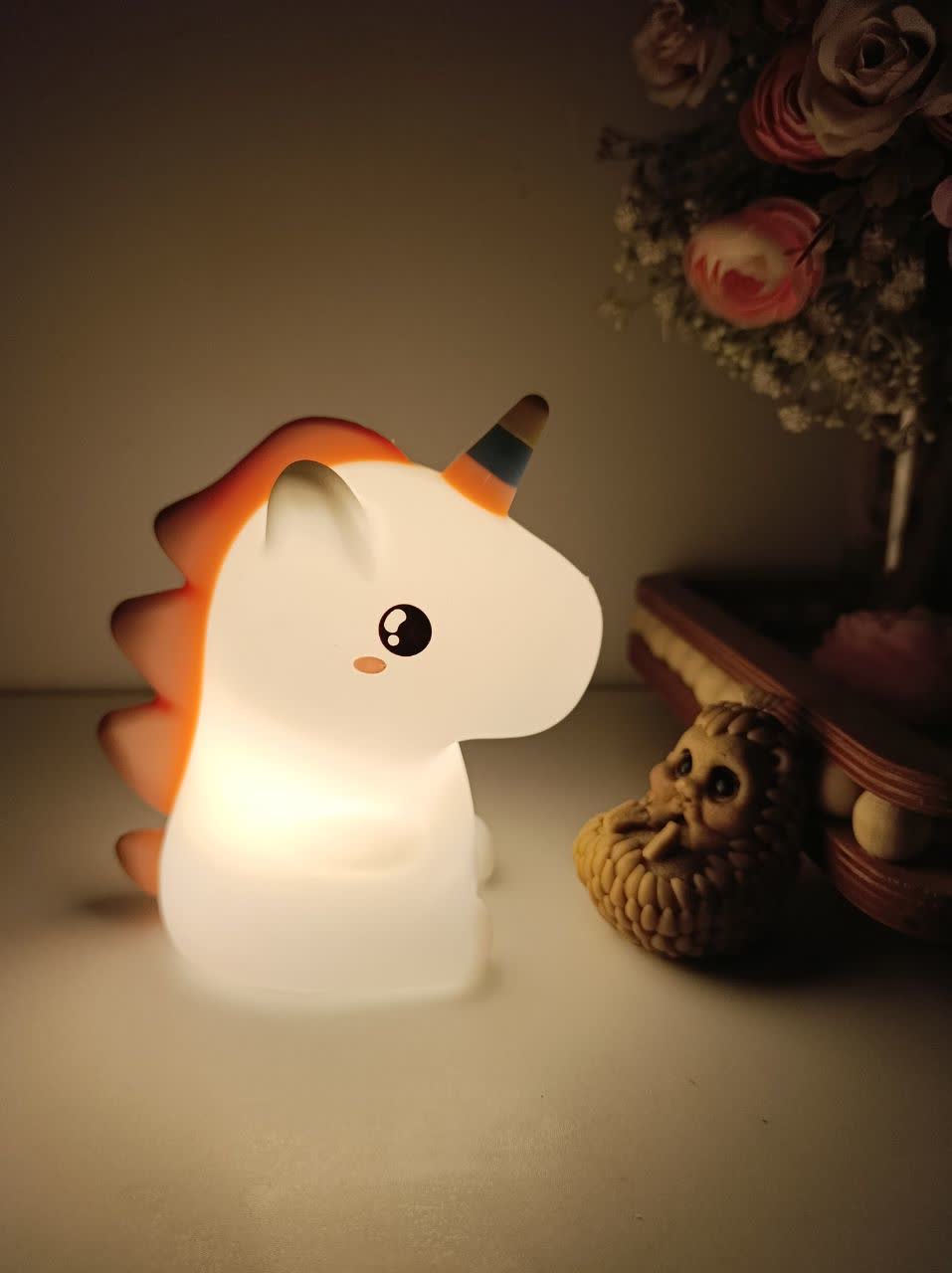 چراغ خواب سیلیکونی اسب تک شاخ مولتی کالر لمسی