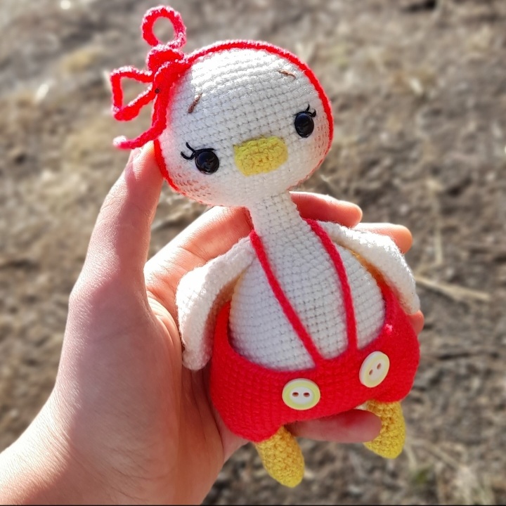 جوجه غاز (بافتنی .سفید صورتی .دستبافت . کادویی)